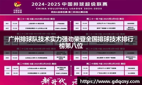 广州排球队技术实力强劲荣登全国排球技术排行榜第八位